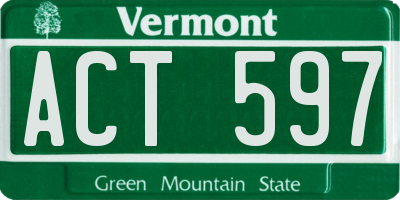 VT license plate ACT597