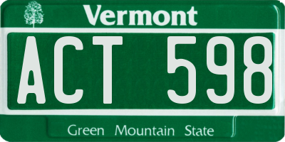 VT license plate ACT598