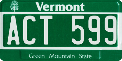 VT license plate ACT599