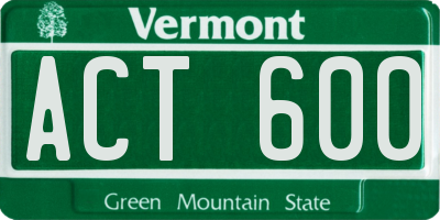 VT license plate ACT600