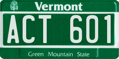 VT license plate ACT601