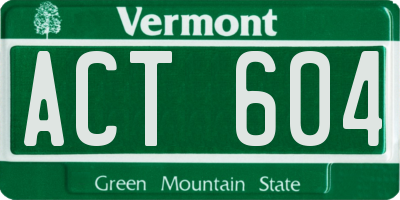 VT license plate ACT604