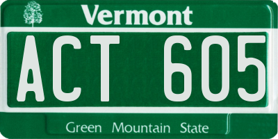 VT license plate ACT605
