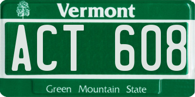 VT license plate ACT608