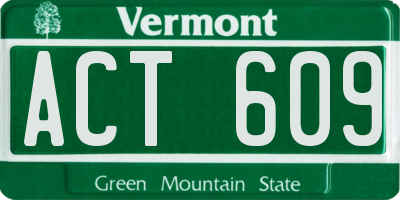 VT license plate ACT609