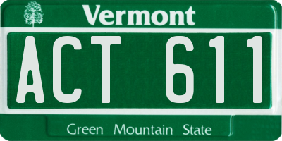 VT license plate ACT611