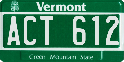 VT license plate ACT612