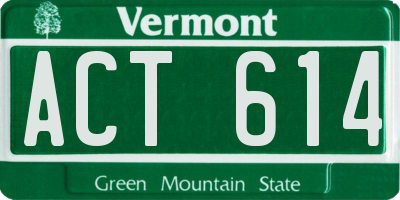 VT license plate ACT614