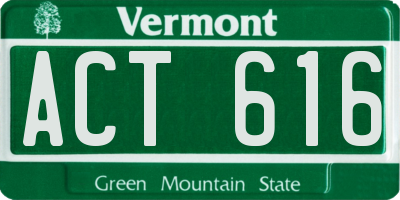 VT license plate ACT616