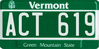 VT license plate ACT619