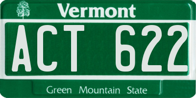 VT license plate ACT622