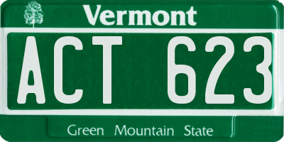 VT license plate ACT623