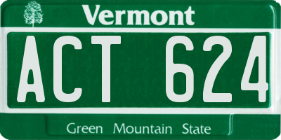 VT license plate ACT624