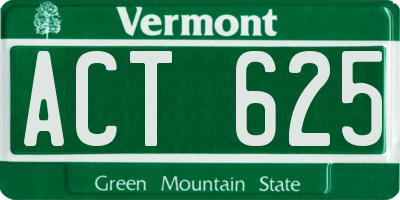 VT license plate ACT625