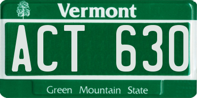 VT license plate ACT630