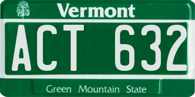 VT license plate ACT632