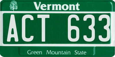 VT license plate ACT633