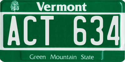 VT license plate ACT634