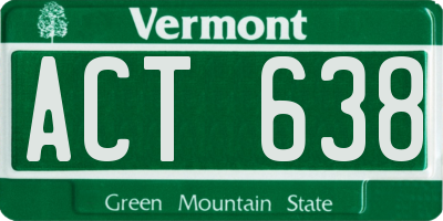 VT license plate ACT638