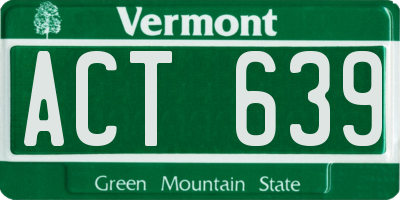 VT license plate ACT639