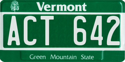 VT license plate ACT642