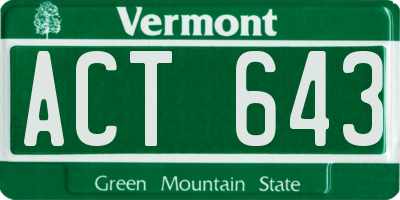 VT license plate ACT643