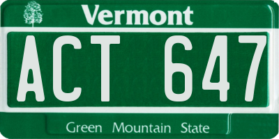 VT license plate ACT647