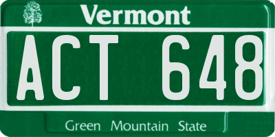 VT license plate ACT648