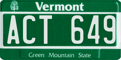 VT license plate ACT649
