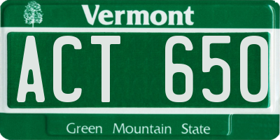 VT license plate ACT650