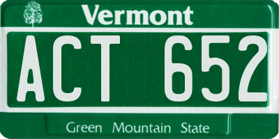 VT license plate ACT652