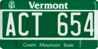 VT license plate ACT654