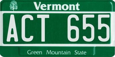 VT license plate ACT655