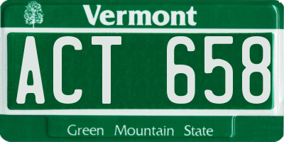 VT license plate ACT658