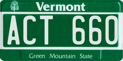 VT license plate ACT660