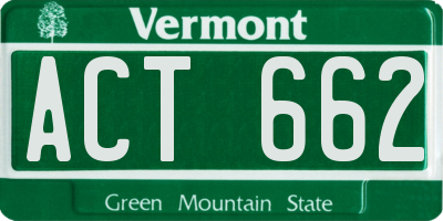 VT license plate ACT662