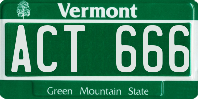 VT license plate ACT666