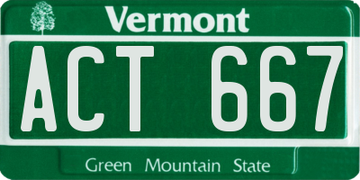 VT license plate ACT667