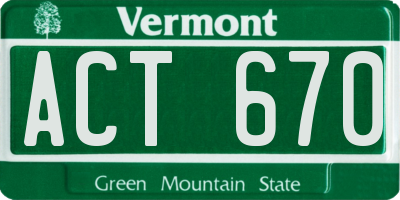 VT license plate ACT670