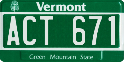 VT license plate ACT671