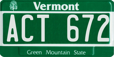 VT license plate ACT672