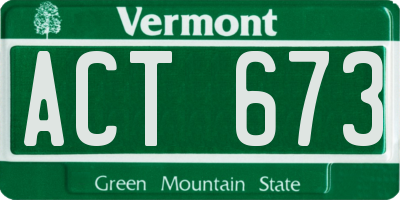 VT license plate ACT673