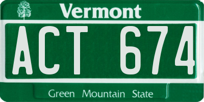 VT license plate ACT674