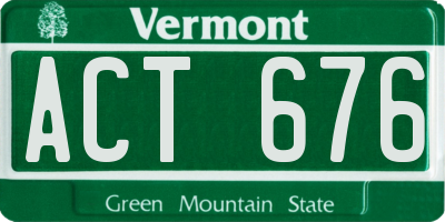 VT license plate ACT676