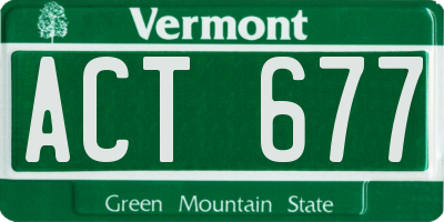 VT license plate ACT677