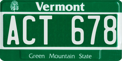 VT license plate ACT678