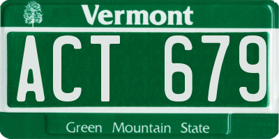 VT license plate ACT679