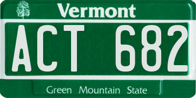 VT license plate ACT682