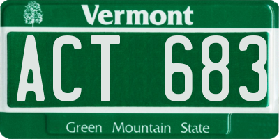 VT license plate ACT683