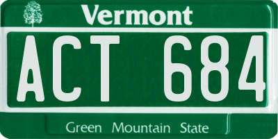VT license plate ACT684